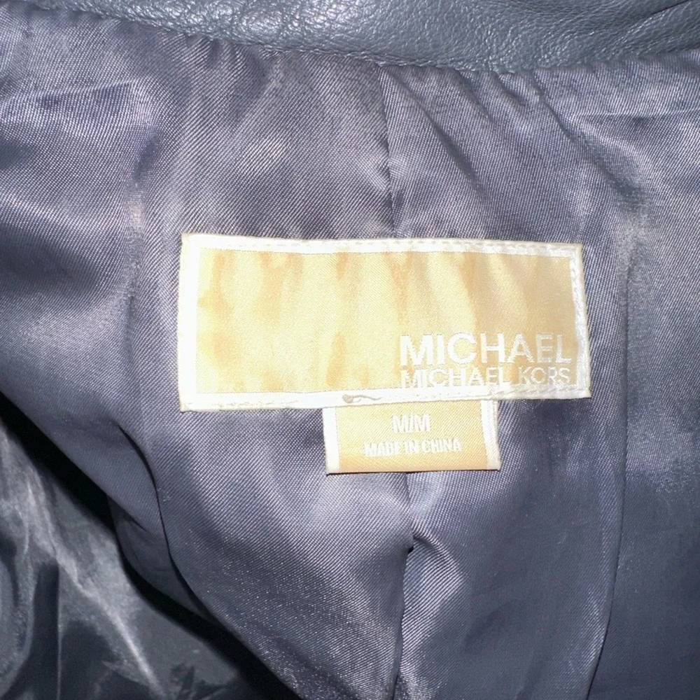 Michael Kors Women's Gray Leather Jacket - Picture 5 of 5